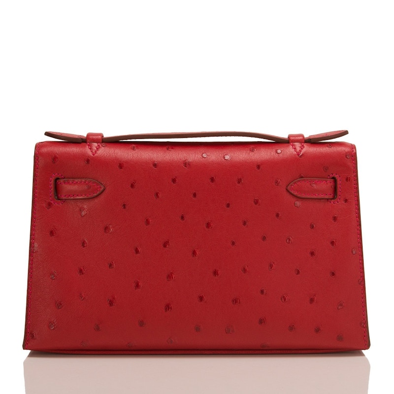 Hermes Kelly Pochette Ostrich Rouge Vif US