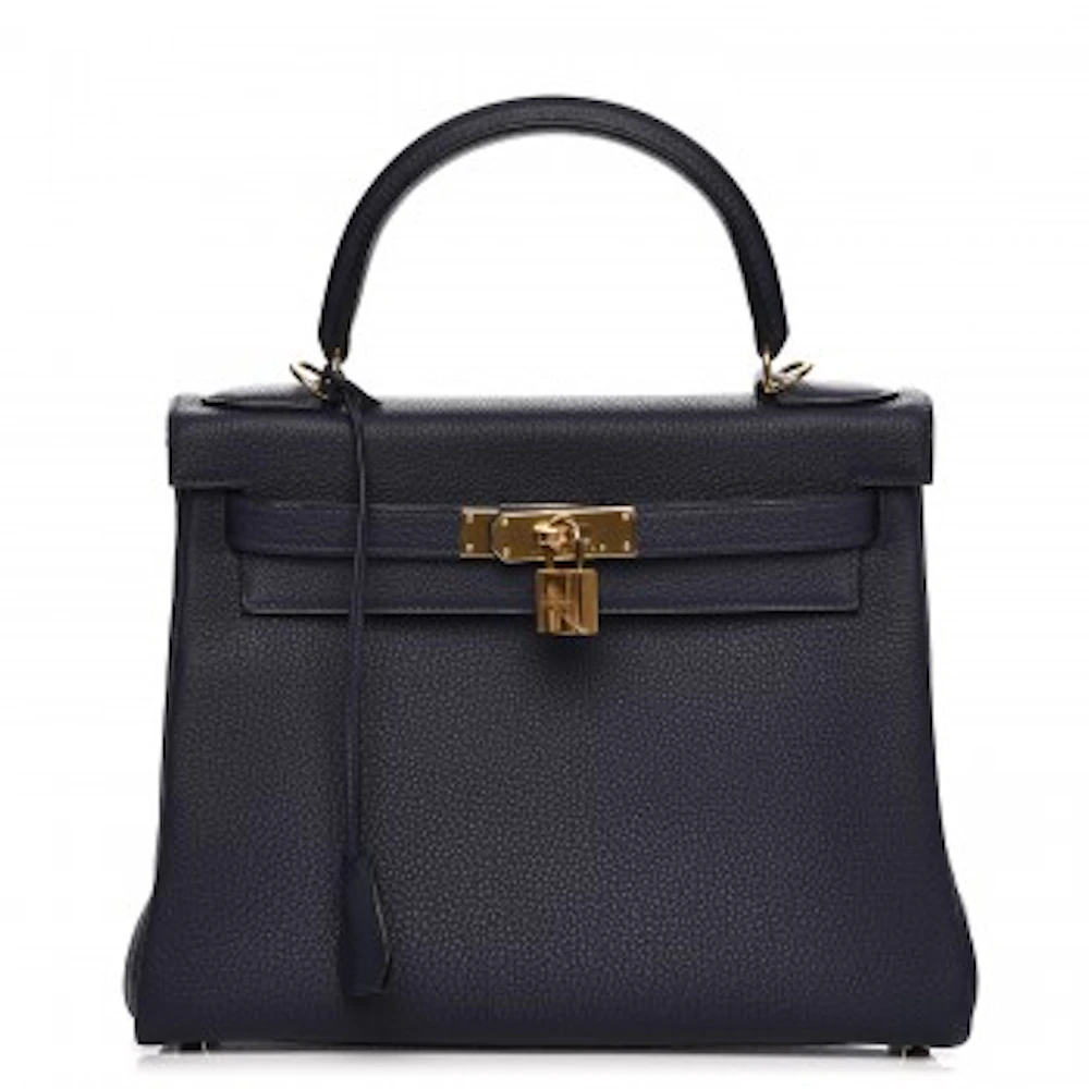 Hermes Kelly Bag 28 Retourne in Midnight blue leather **Authentic &  Verified** ✅