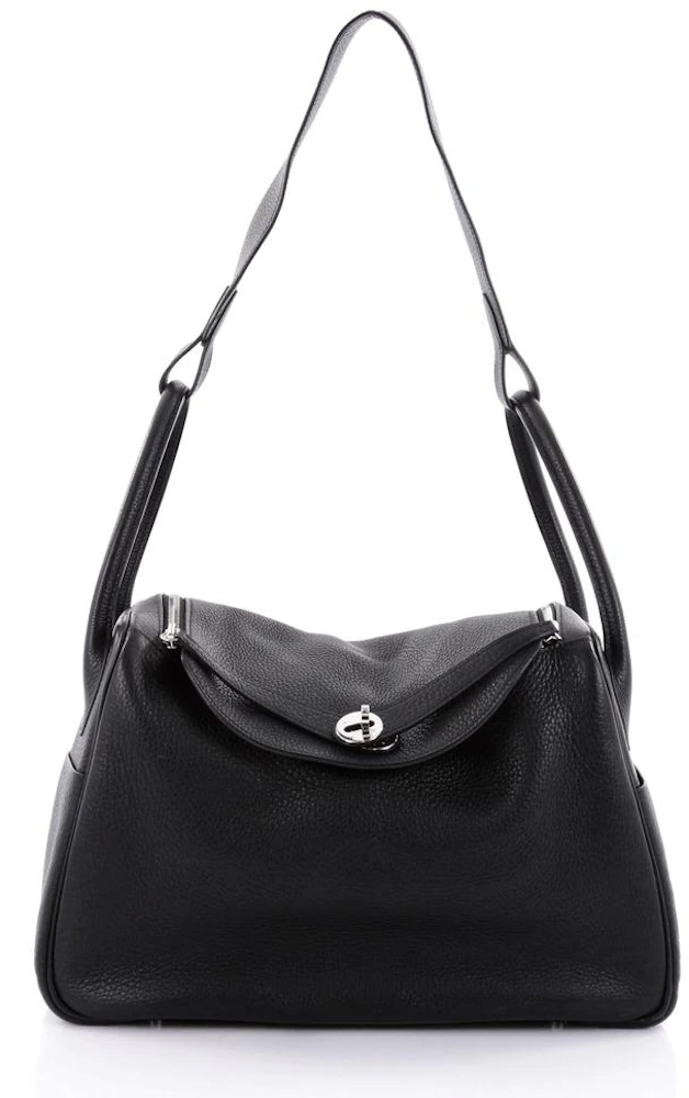 Hermes Noir Black Palladium Clemence Lindy 26 Handbag Bag