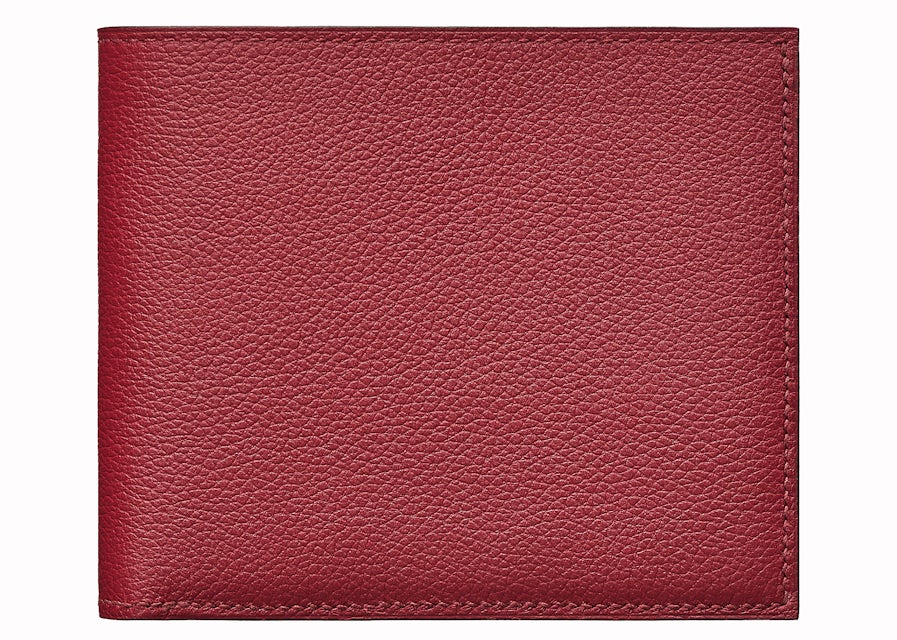 Hermes MC2 Copernic Compact Wallet Evercolor Rouge Grenat in