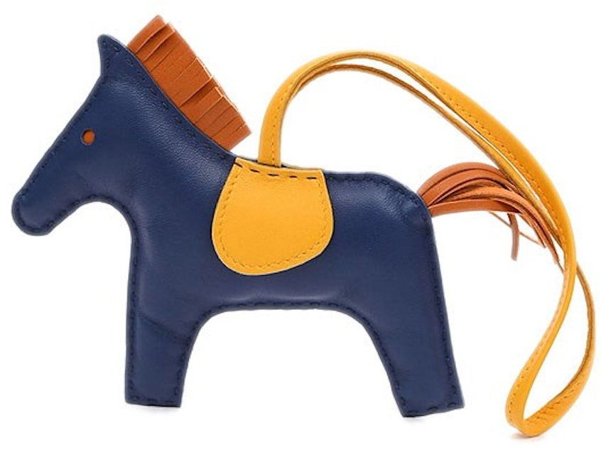 Hermes Bag Charm Milo Rodeo MM Malta Blue/Cornelian/Golden Yellow