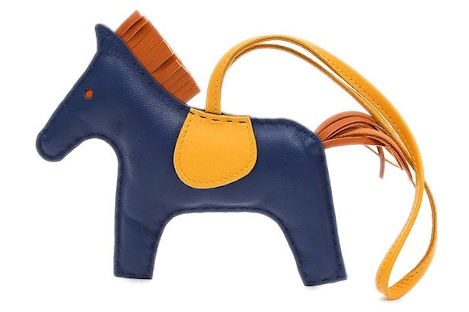 Hermes Bag Charm Milo Rodeo MM Malta Blue/Cornelian/Golden Yellow