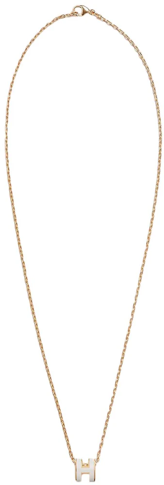Hermes Mini Pop H Pendant Blanc in Lacquered Metal with Gold-tone - US