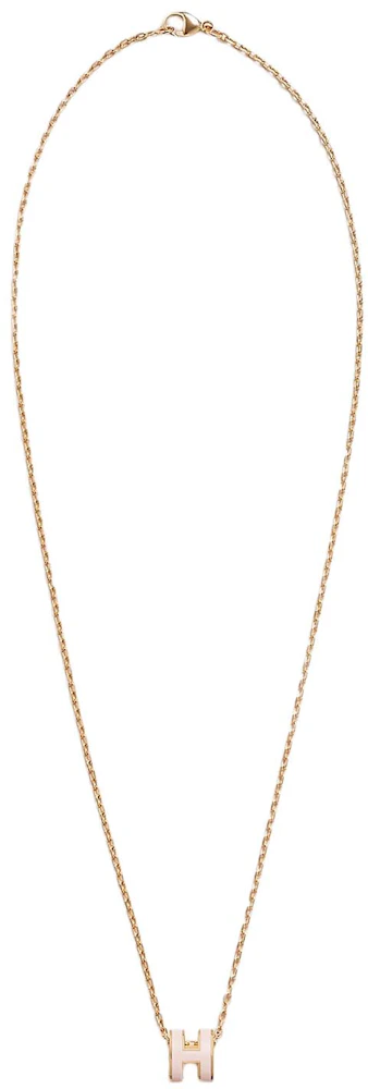 Hermes Mini Pop H Pendant Gold-tone Rose Dragee in Lacquered Metal with ...
