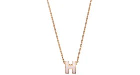 Hermes Mini Pop H Pendant Gold-tone Rose Dragee