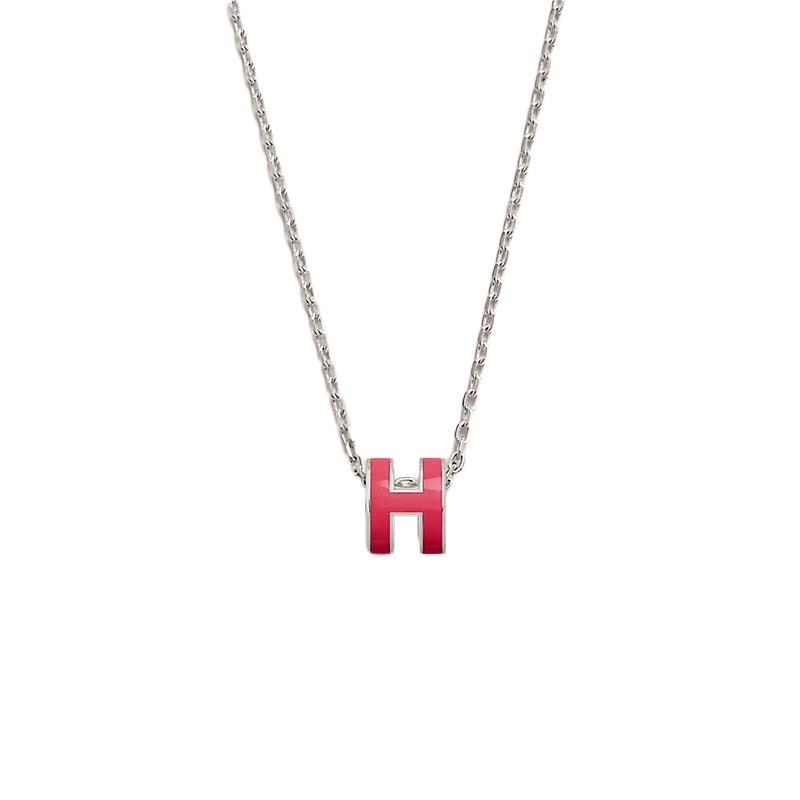 Hermes Mini Pop H Pendant Rose Tropique in Lacquered Metal with ...