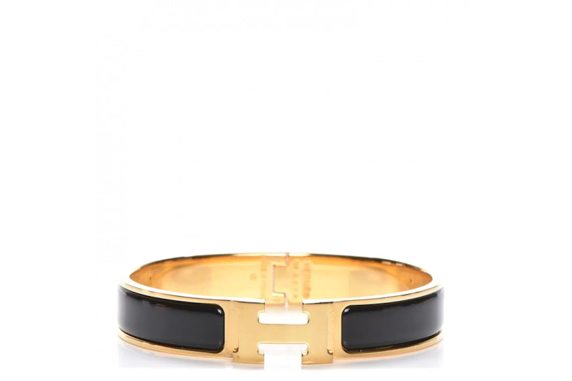 Hermes Clic Clac H Bracelet Gold-tone PM Black