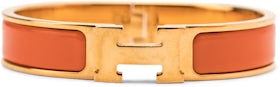 Hermes Bracelet Narrow Clic Clac H Enamel PM Gold-tone Orange