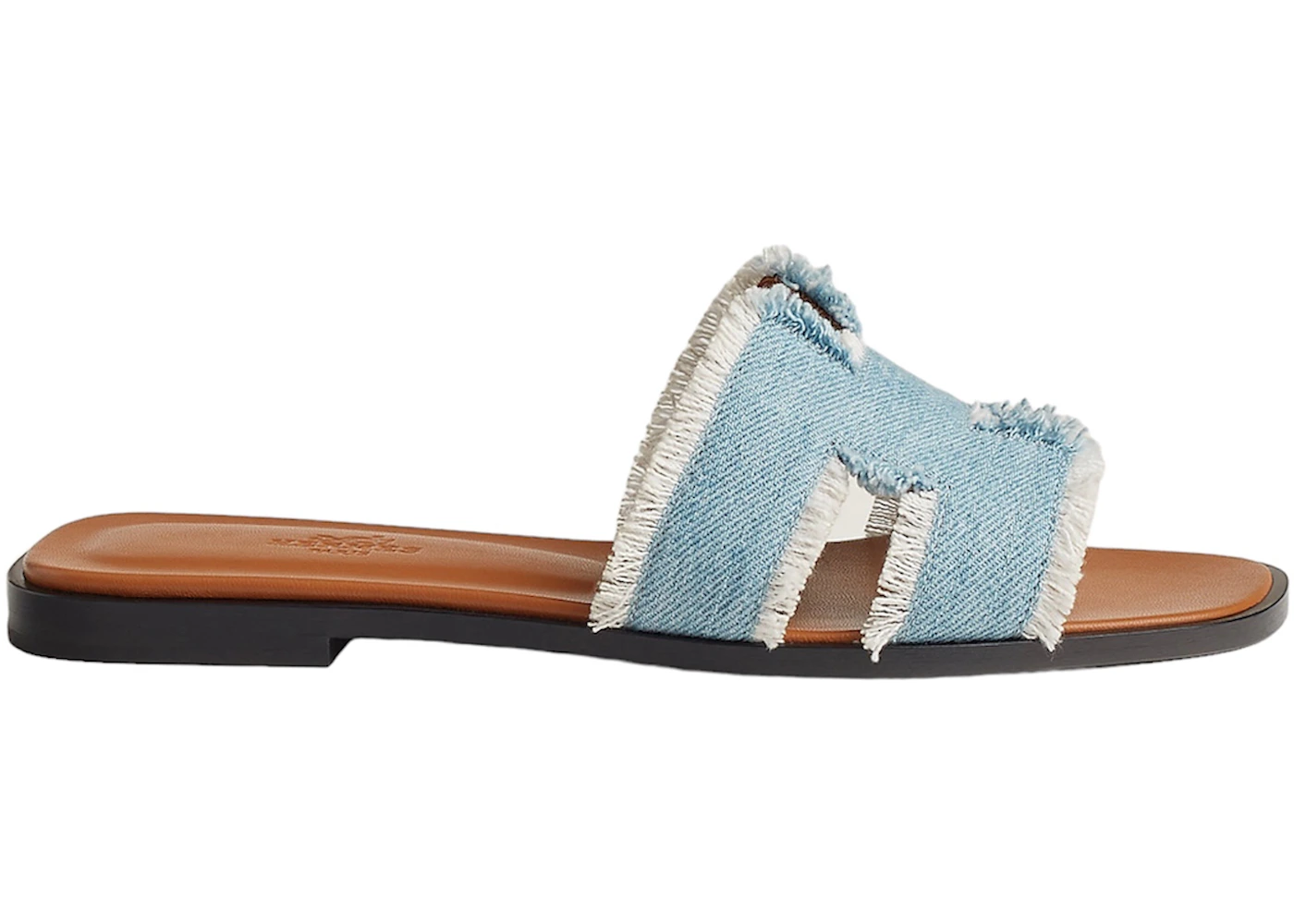 Hermès Oran Sandalia Bleu Clair Denim con flecos (de mujer
