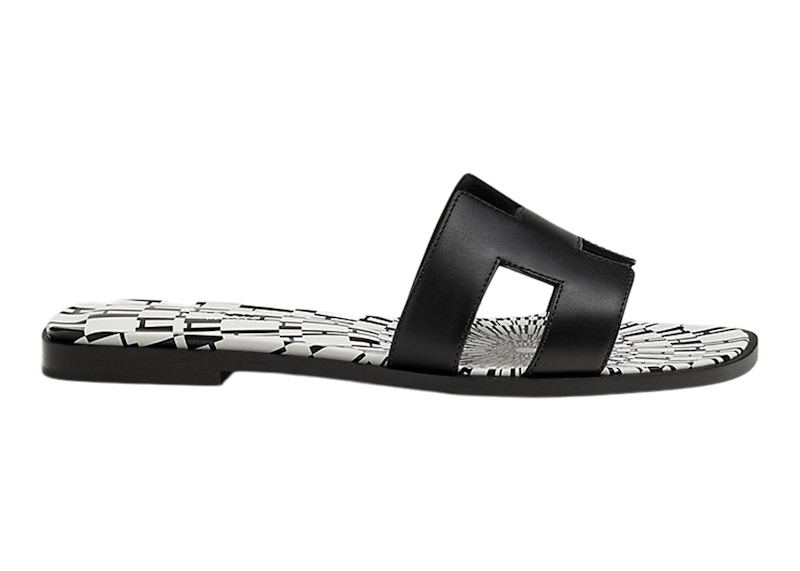 Black hermes oran online sandals