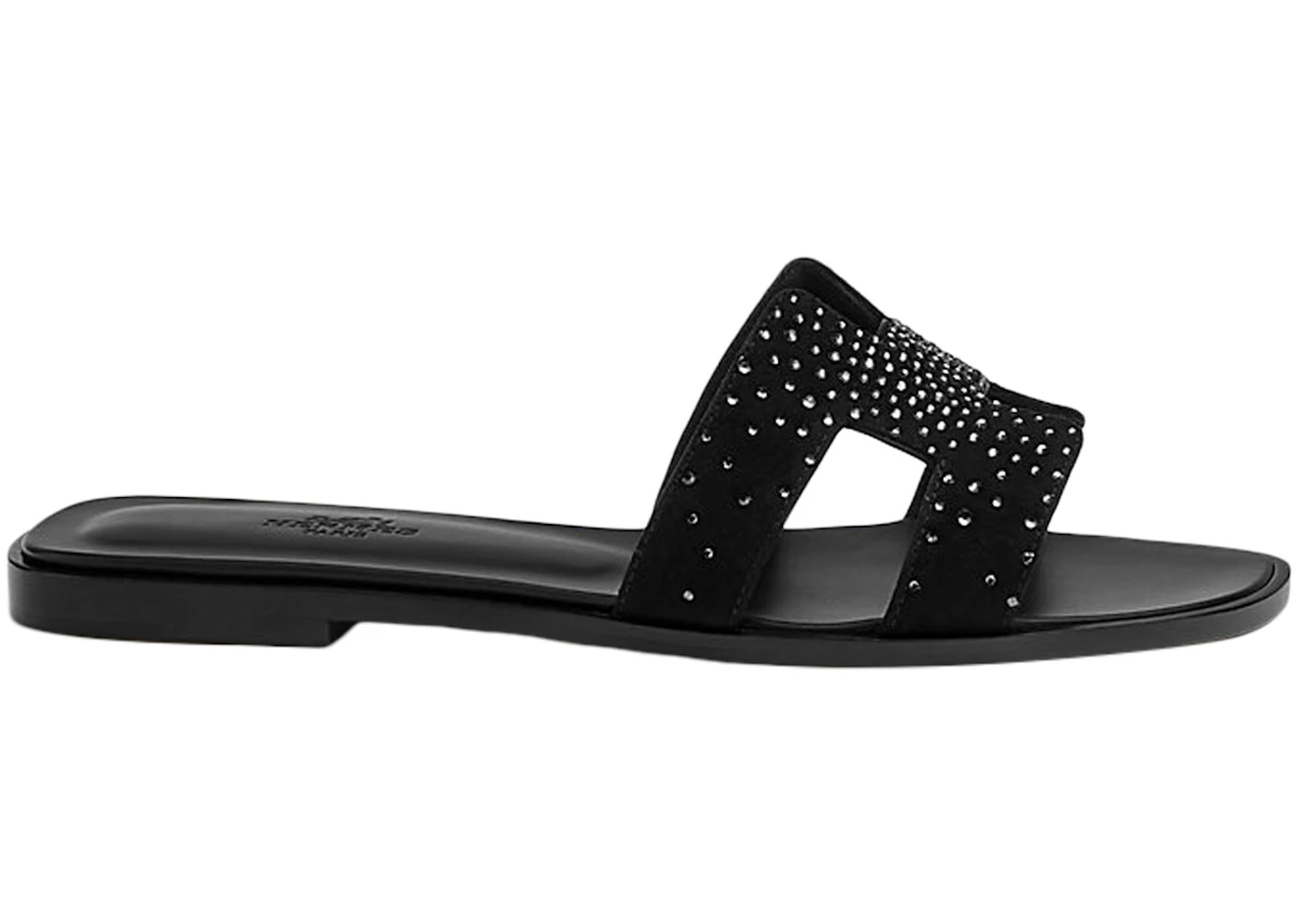 Hermès Oran Sandal Strass Noir Suede Chèvre Style H222108Z FR