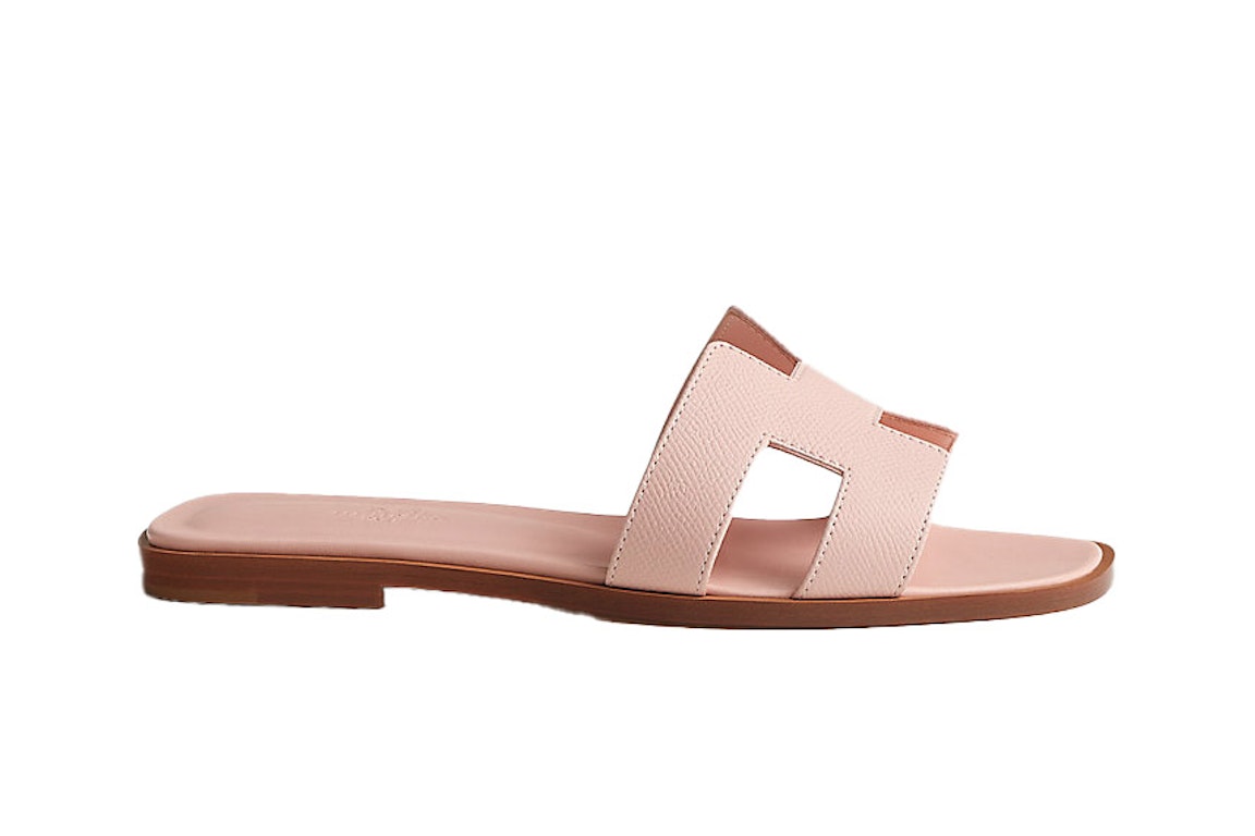 Pre-owned Hermes Oran Sandal Rose Pale Epsome Leather