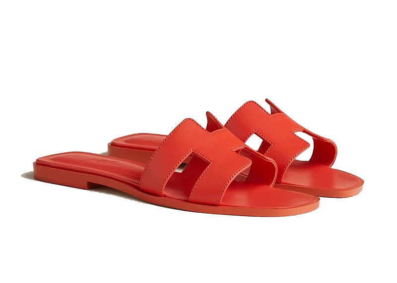 Hermes Oran Sandal Rouge Jaipur Calfskin