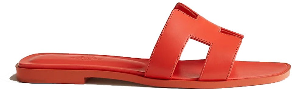 HERMES Box Calfskin Oran Sandals 36 Rouge Jaipur 1245235