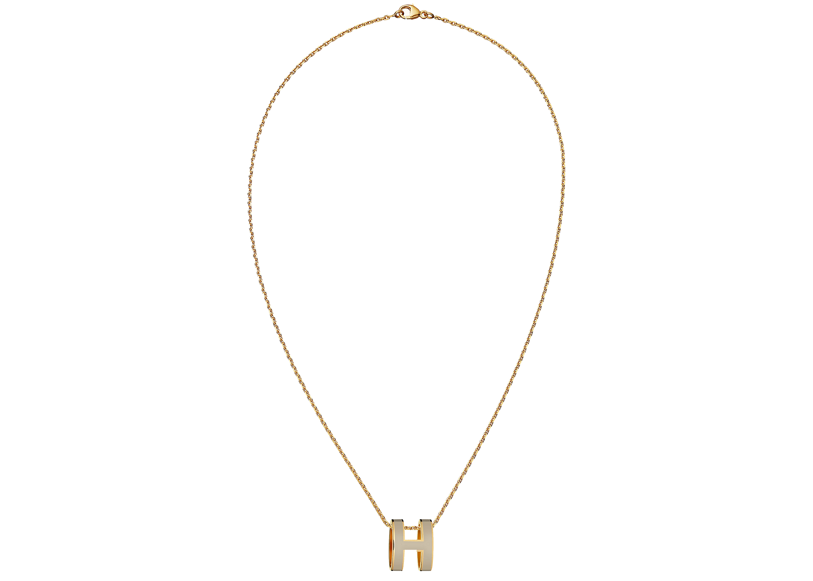 Hermes Mini Pop H Pendant Gold-tone Marron Glace in Lacquered