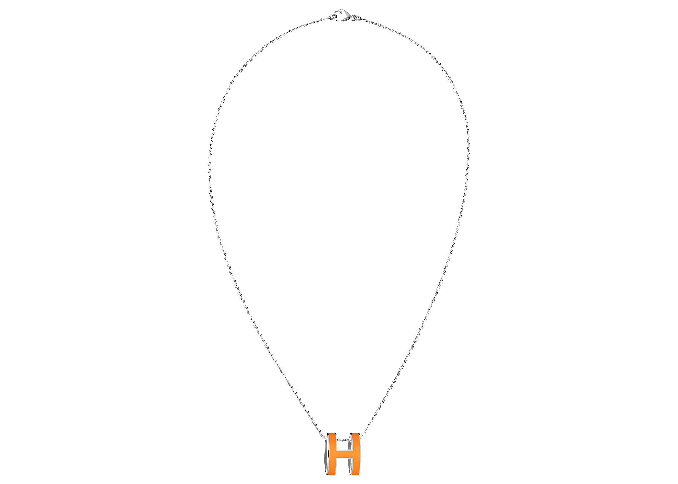Hermes Pendant Pop H Orange in Lacquered Metal with Palladium-tone 