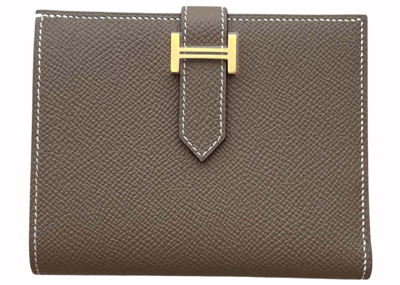 Hermes Wallet Bearn Epsom Etoupe in Leather with Gold-tone - US