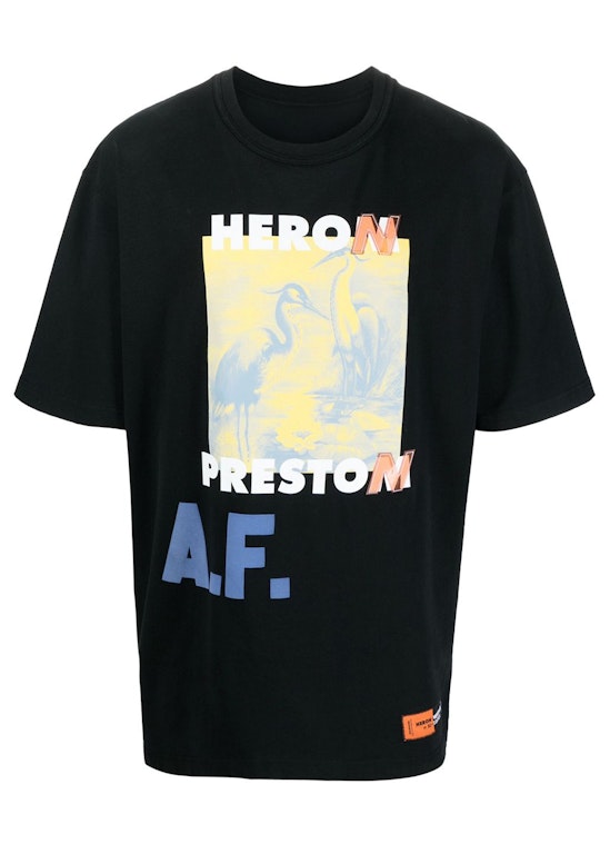 Pre-owned Heron Preston A.f. Authorised Oversized T-shirt Black/lemon Yellow