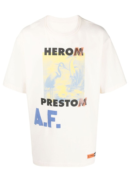Pre-owned Heron Preston A.f. Authorised Oversized T-shirt White/lemon Yellow