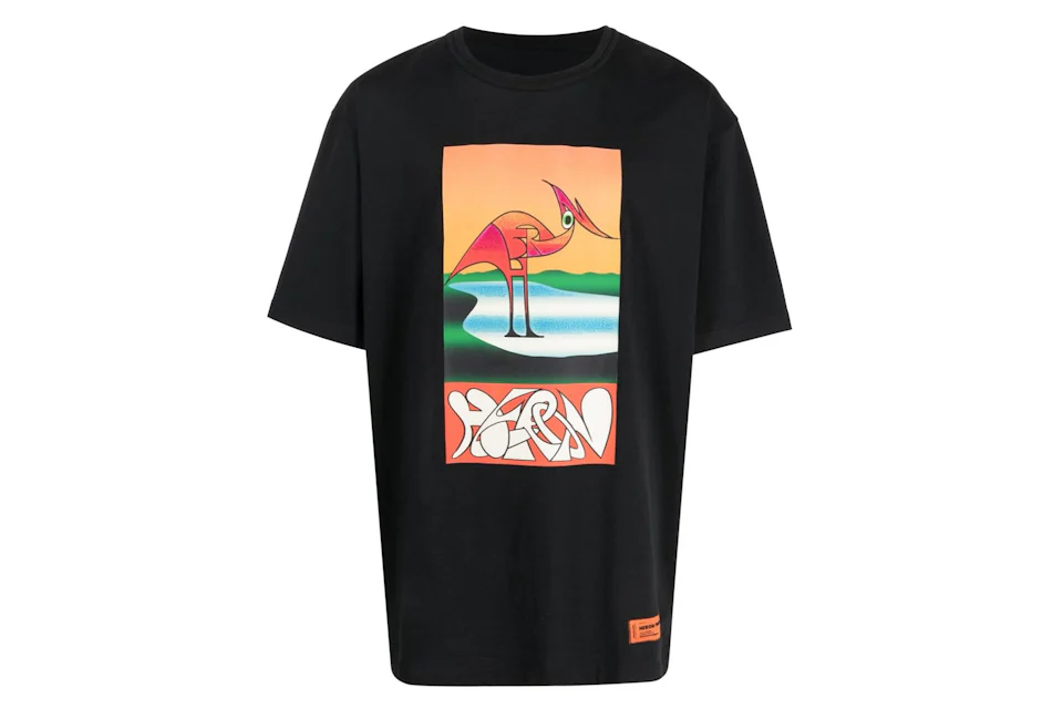 Heron Preston Abstract Heron Print T-Shirt Black/Orange