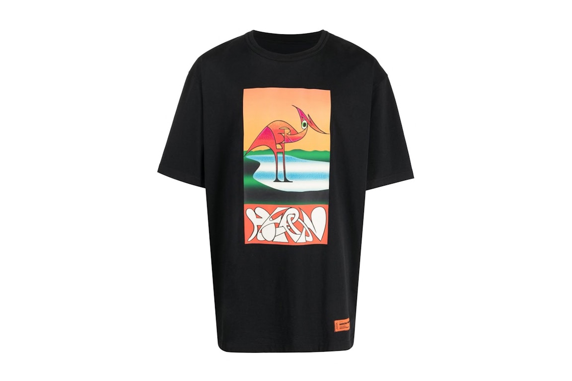 Pre-owned Heron Preston Abstract Heron Print T-shirt Black/orange