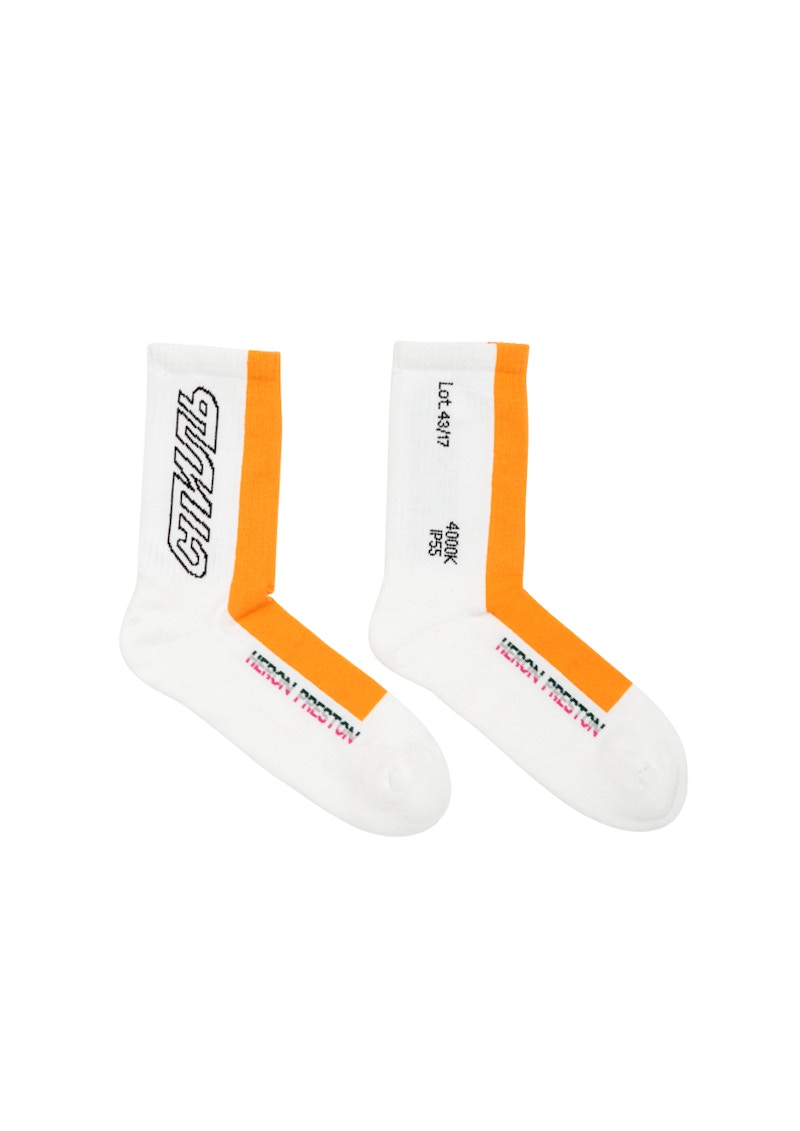 Heron Preston CTNMB Logo Socks (SS19) White/Orange/Black Men's