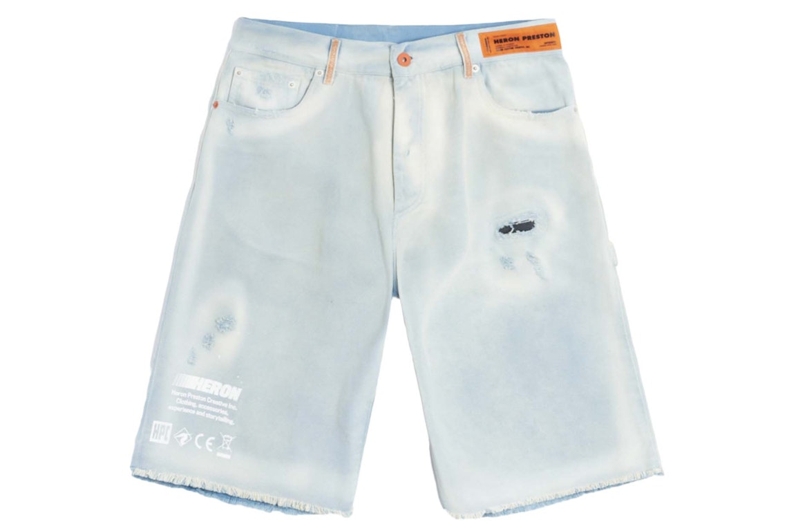 Pre-owned Heron Preston Code 8000 Hammer Shorts Medium Grey/white