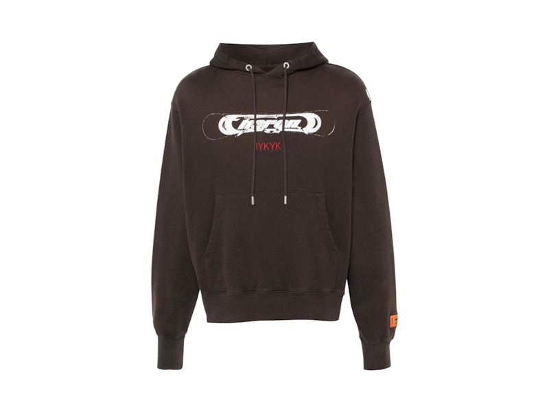 Pre-owned Heron Preston Men's Hp Iykyk Drawstring Hoodie In Brown