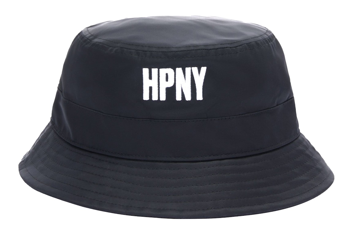 Pre-owned Heron Preston Hpny Emb Nylon Bucket Hat Black/white
