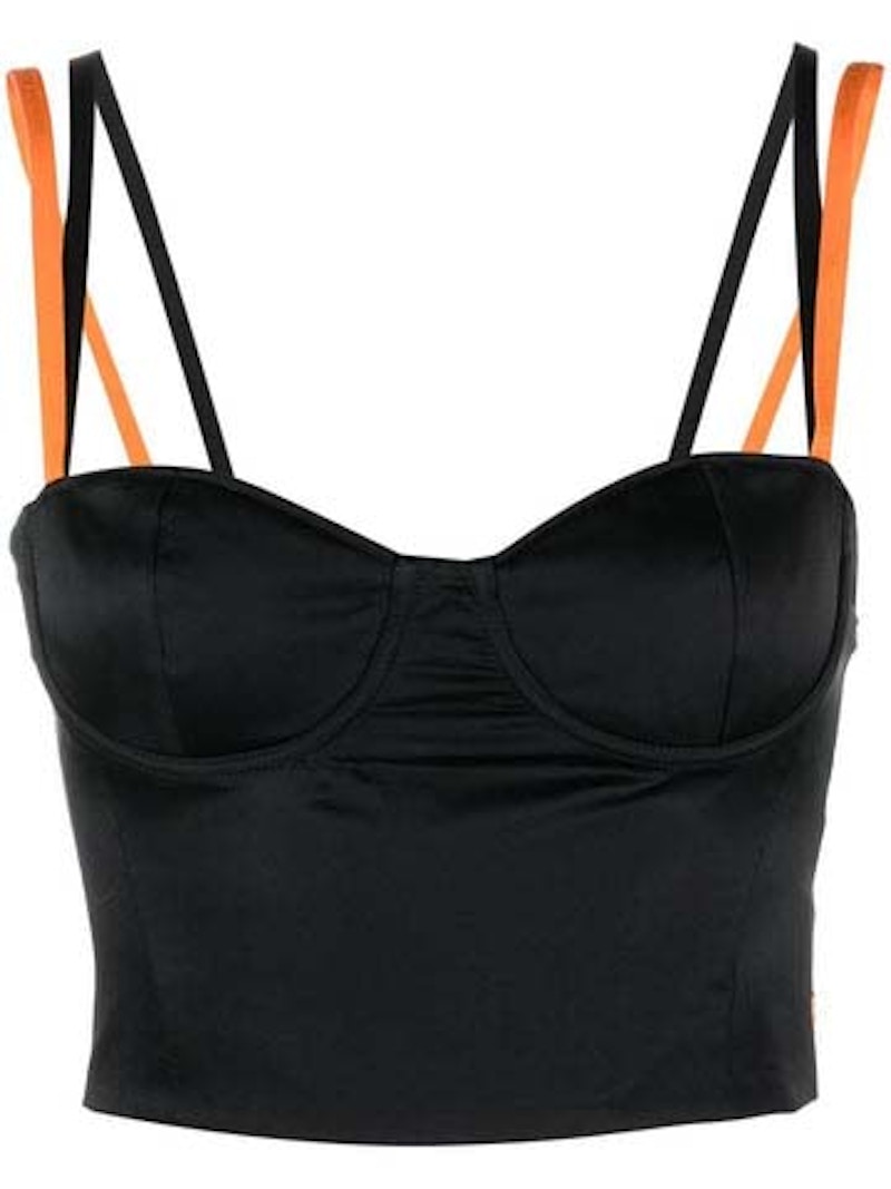 Pre-owned Heron Preston Women's Hwc Zip Slip Corset Top In Black