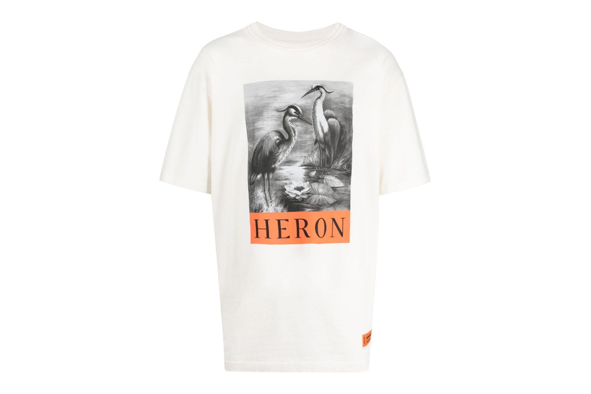 Pre-owned Heron Preston Herons Sketch Oversized T-shirt White/black/orange