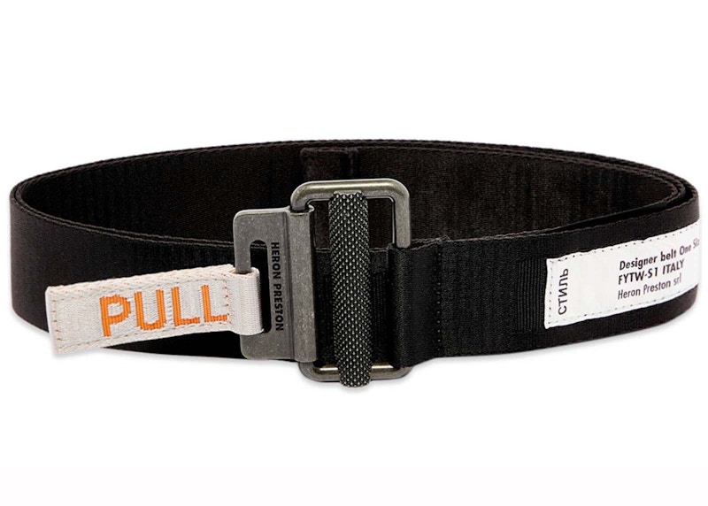 Heron Preston KK Tape Belt Black/Medium Gray in Nylon with Silver