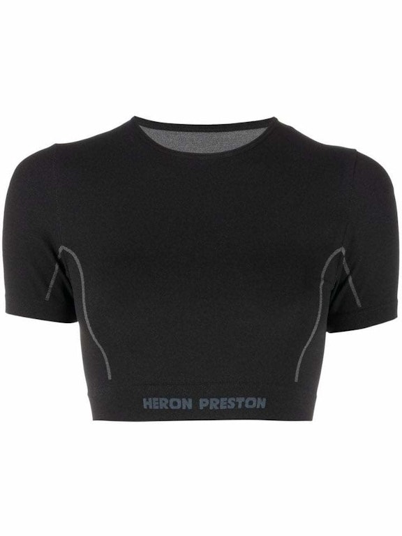 Pre-owned Heron Preston Logo Active Ss Top Black/white