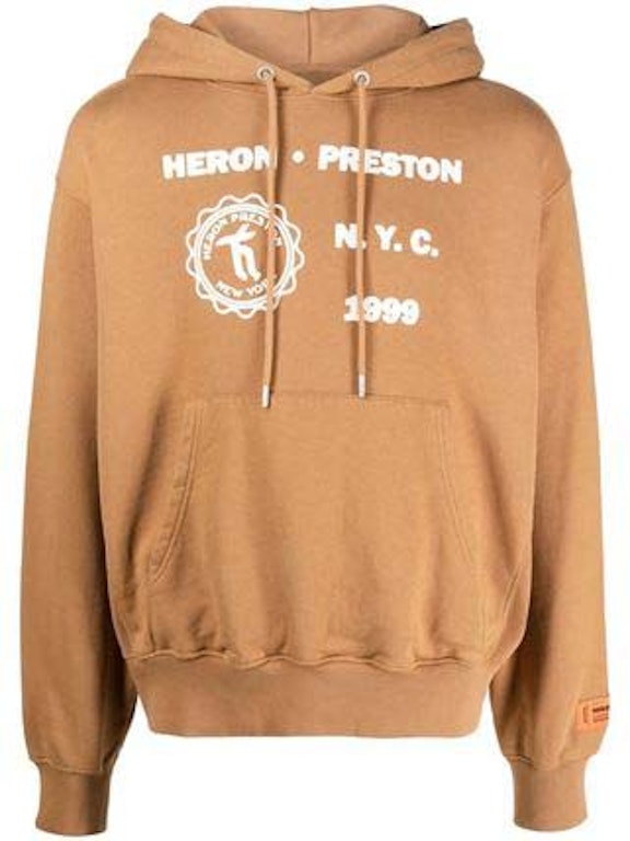Pre-owned Heron Preston Medieval Heron Hoodie Brown