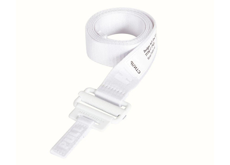 white tape buckle belt