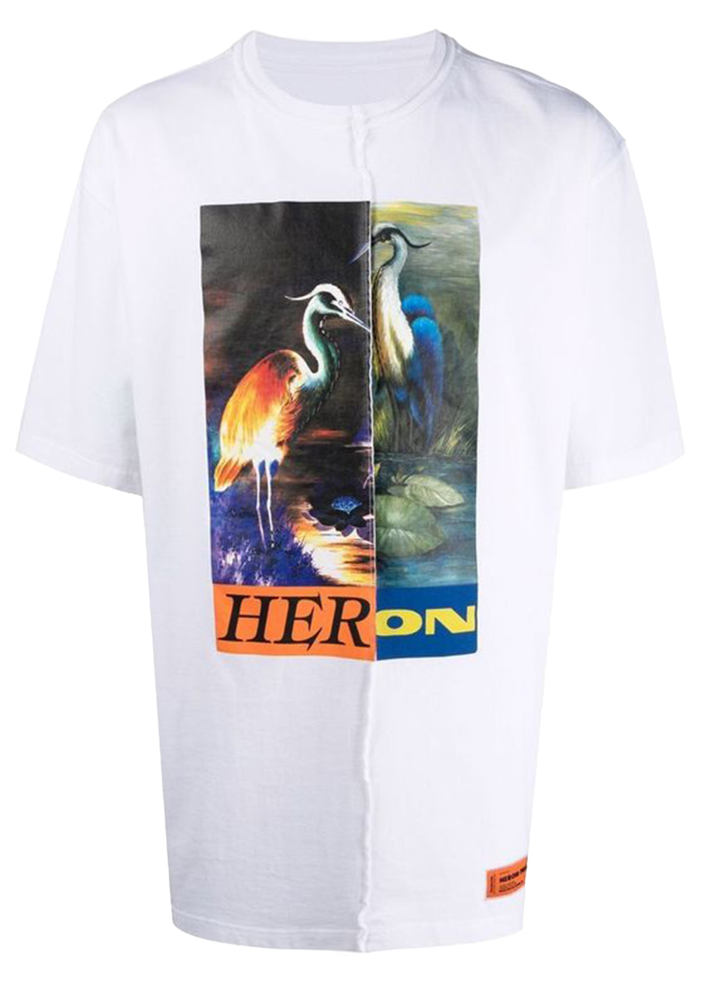Heron Preston Split Herons Oversized T-Shirt White Multi Men's 