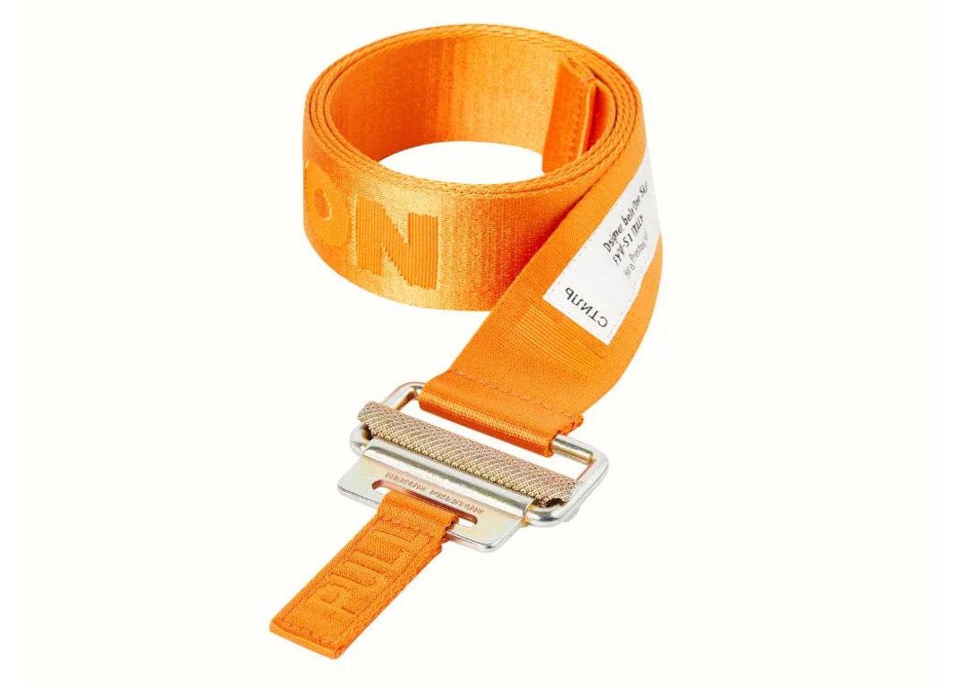 Pre-owned Heron Preston Tape Belt Orange/gold