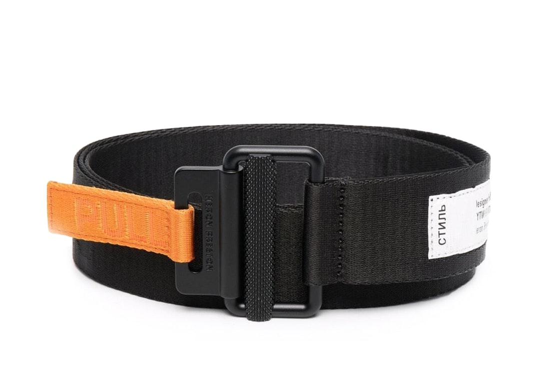 Pre-owned Heron Preston Tape Logo Belt Black Orange