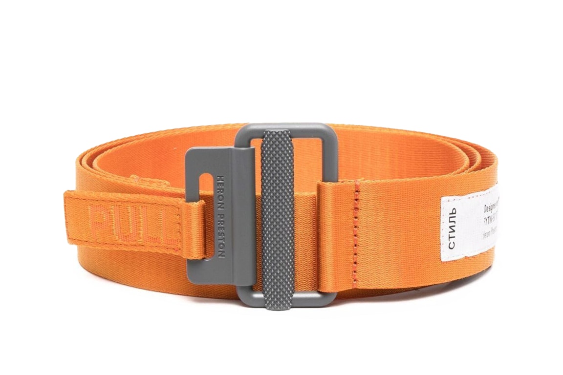 Pre-owned Heron Preston Tape Logo Belt Orange Grey