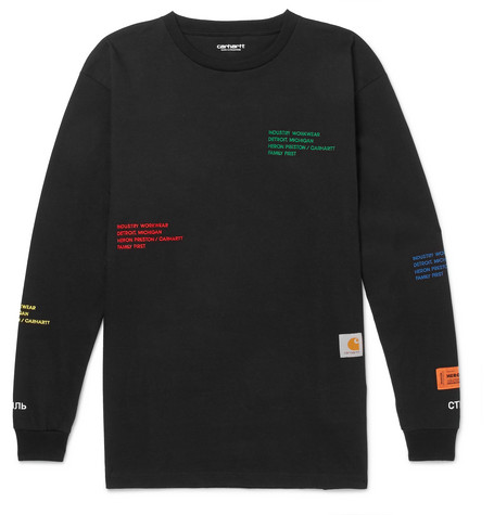 Heron Preston x Carhartt Oversized Embroidered L/S T-Shirt Black/Multicolor