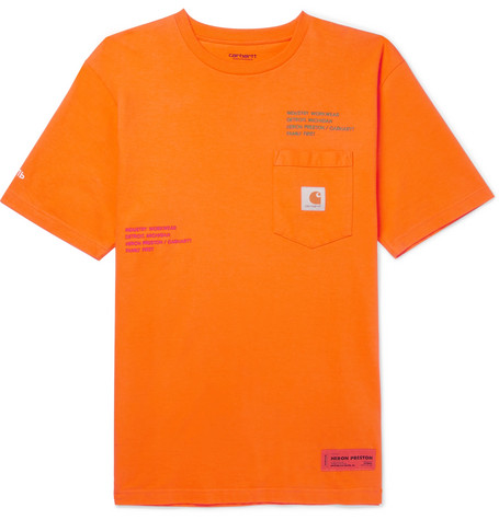 Heron Preston x Carhartt Oversized Embroidered T-Shirt Orange 