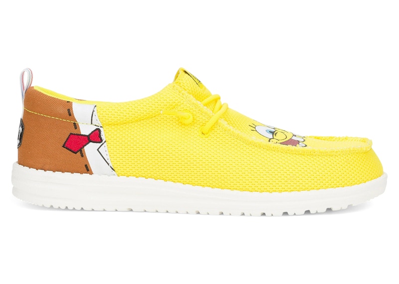 Pre-owned Hey Dude Men's Wally Funk Spongebob Squarepants Sneakers In Brown/yellow In Multi