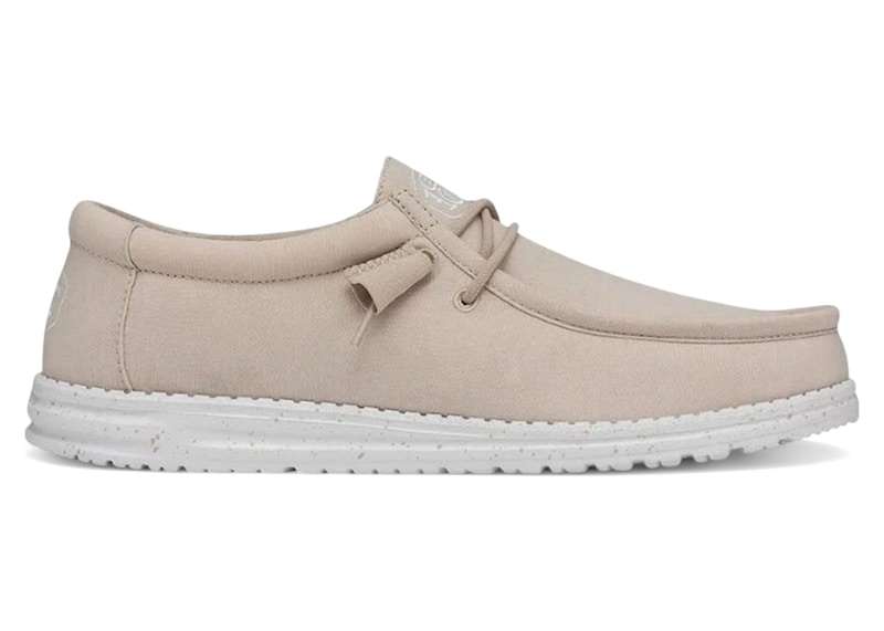 Pre-owned Hey Dude Men's  Wally Slub Canvas Sneakers In Natural