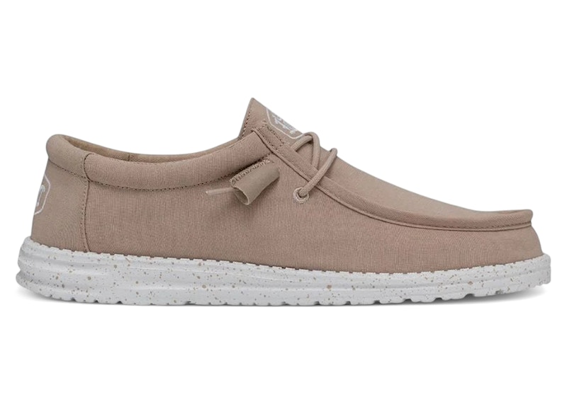Pre-owned Hey Dude Men's  Wally Slub Canvas Sneakers In Tan