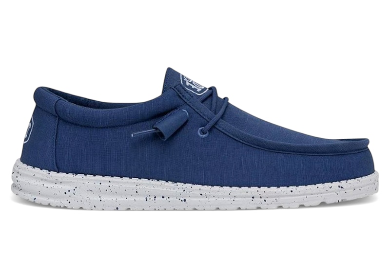 Pre-owned Hey Dude Men's Wally Slub Sneakers In True Blue