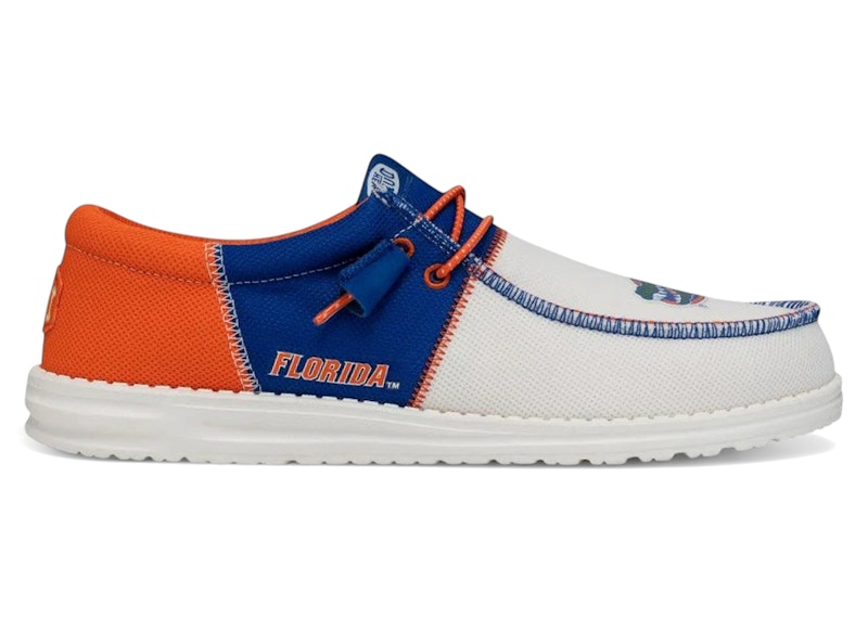 Pre-owned Hey Dude Men's  Wally Tri Florida Gators Sneakers In Blue/orange In Multi