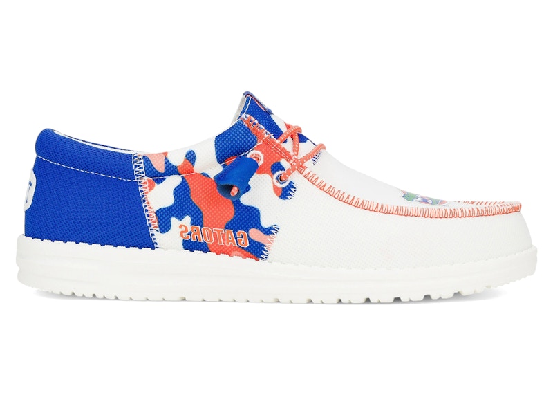 Pre-owned Hey Dude Men's Wally Tri Florida Gators Sneakers In Varsity Blue/orange