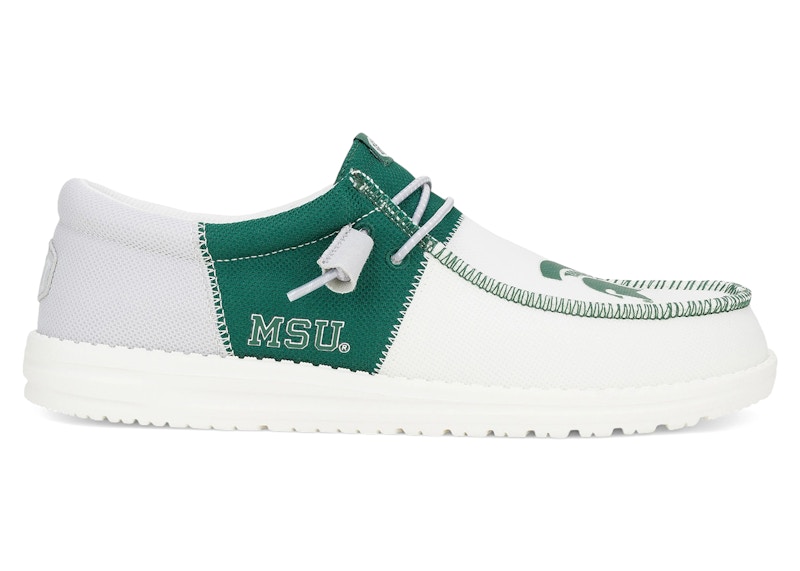 Pre-owned Hey Dude Men's Wally Tri Michigan State Spartans Sneakers In Green