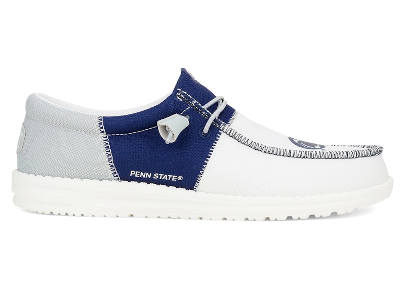 Pre-owned Hey Dude Men's  Wally Tri Penn State Nittany Lions Sneakers In Navy Blue/grey In Multi