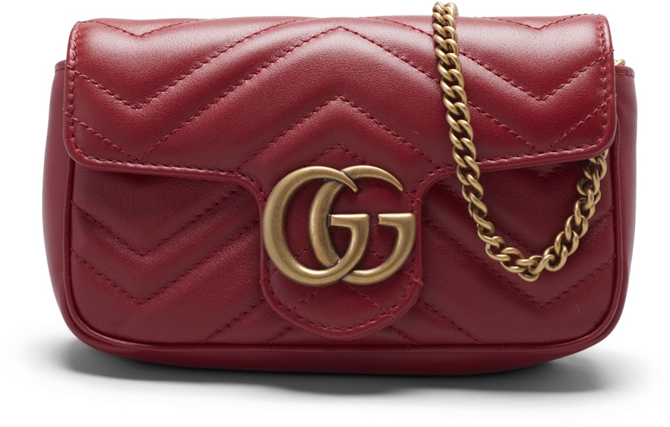 Gucci Red Matelassé Leather Small GG Marmont Camera Bag Gucci